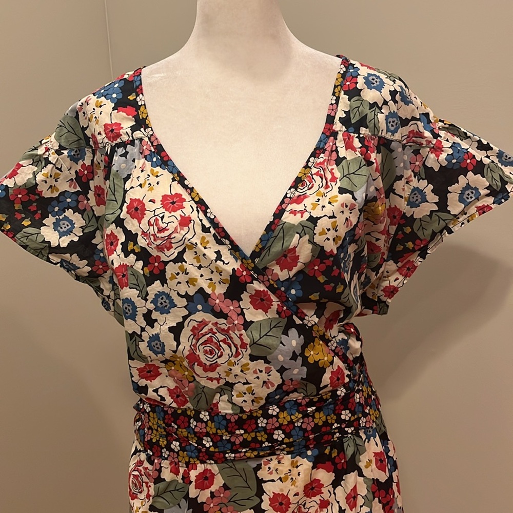 Cato Floral Faux Wrap Top Blouse - Picture 2 of 9